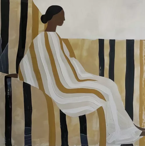 Lady In Stripes  80x80 cm
