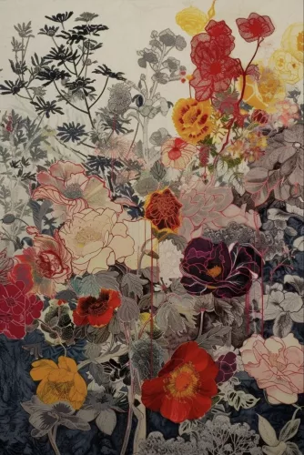Sawing flowers 80x120 cm