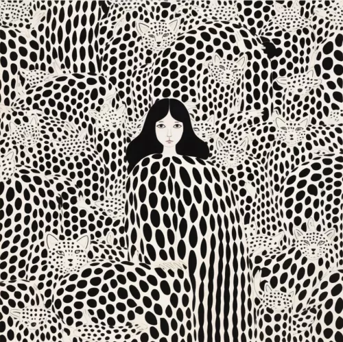 Hidden in black and white  120x120 cm