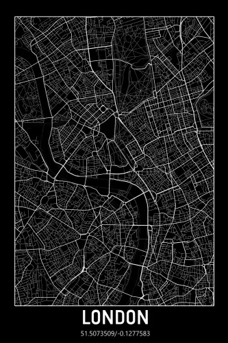 London UK - Citymap black 